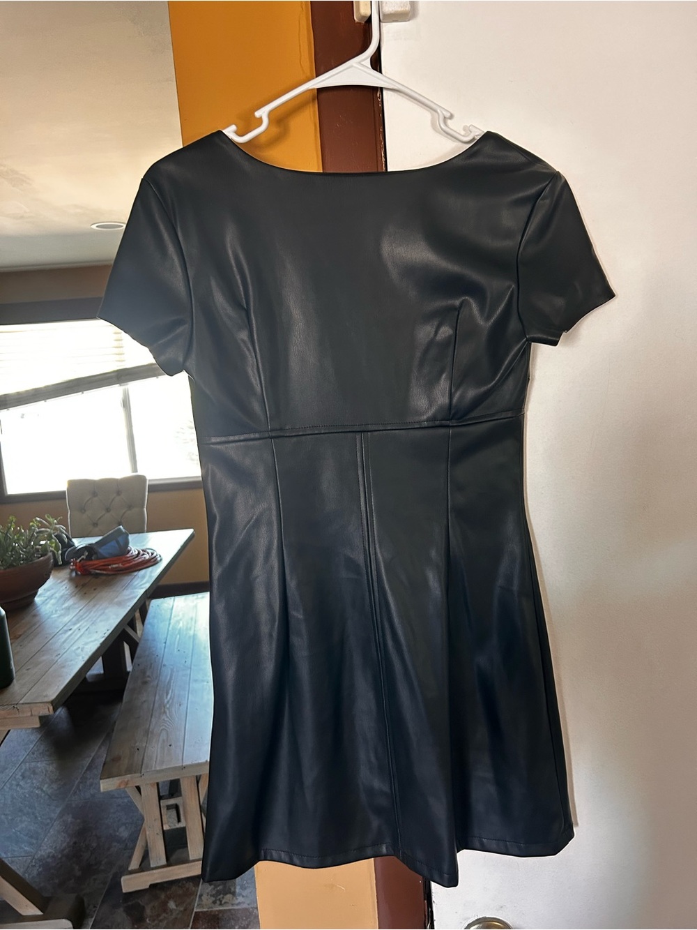 Bershka Faux Leather Mini Dress Edgy Black Short Dress Size S - Picture 9 of 9